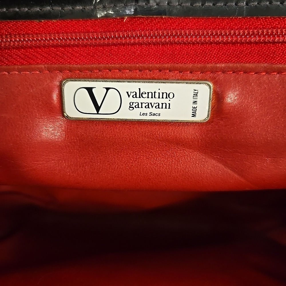 VALENTINO Garavani Vintage Pink Black Canvas Patent Leather Shoulder Bag - Picture 6 of 15